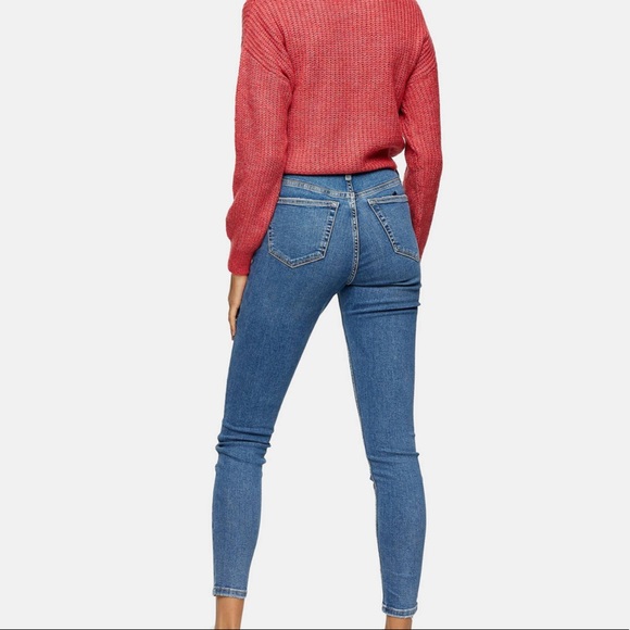 TOPSHOP Mid Blue Thigh Ripped Jamie Skinny Jeans - Picture 2 of 4